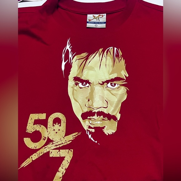 Manny Pacquiao 50th Victory Graphic T-shirt. Red Men's Size Large - Picture 3 of 7